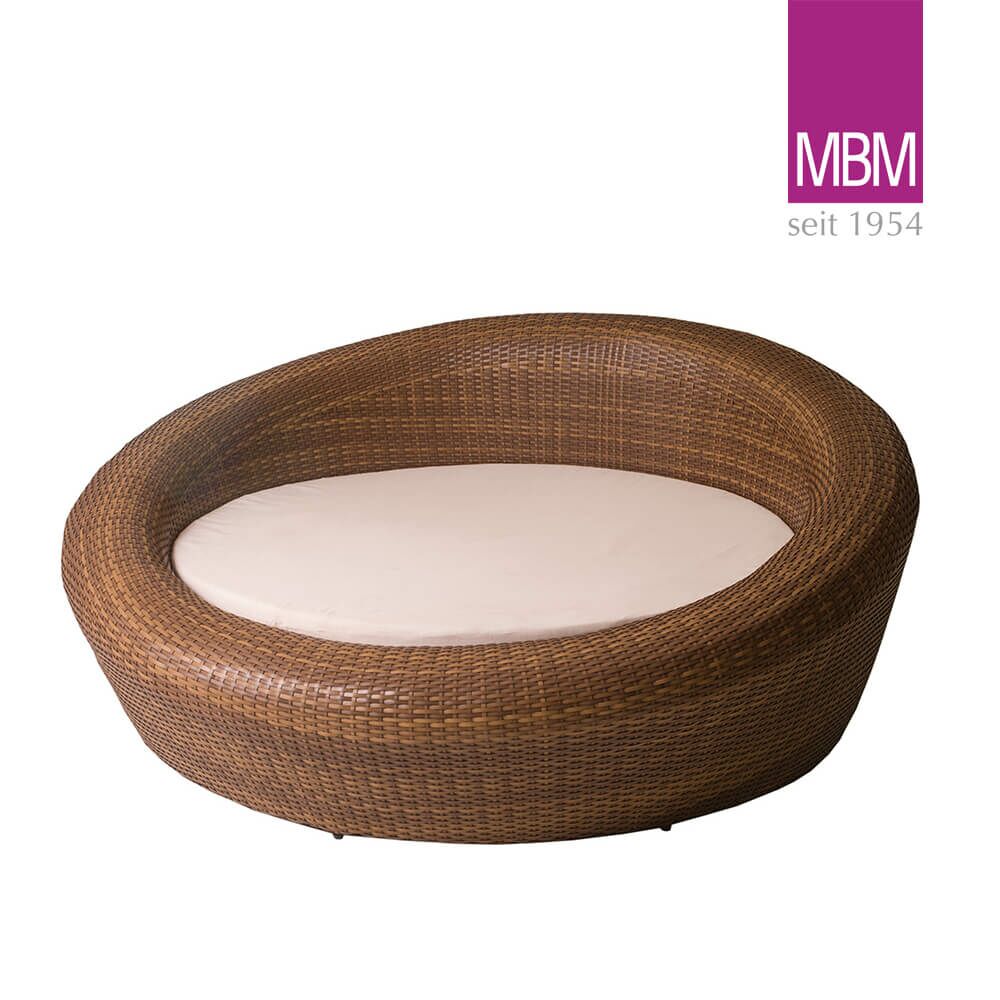 Runde Sonnenliege Von MBM - Aluminium & Geflecht - Braun - Lounge Rondell Fino