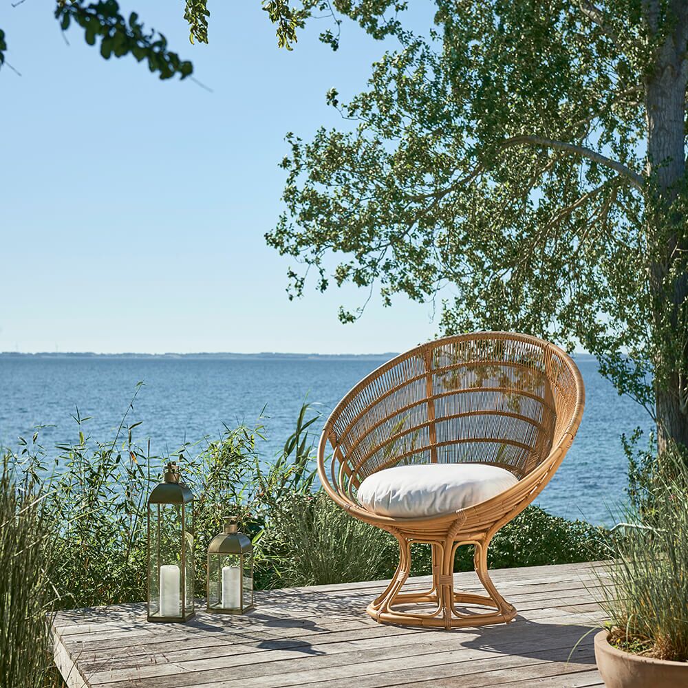 Runder Gartensessel Für Die Lounge In Natürlichem Rattan Look - Sessel Jarla