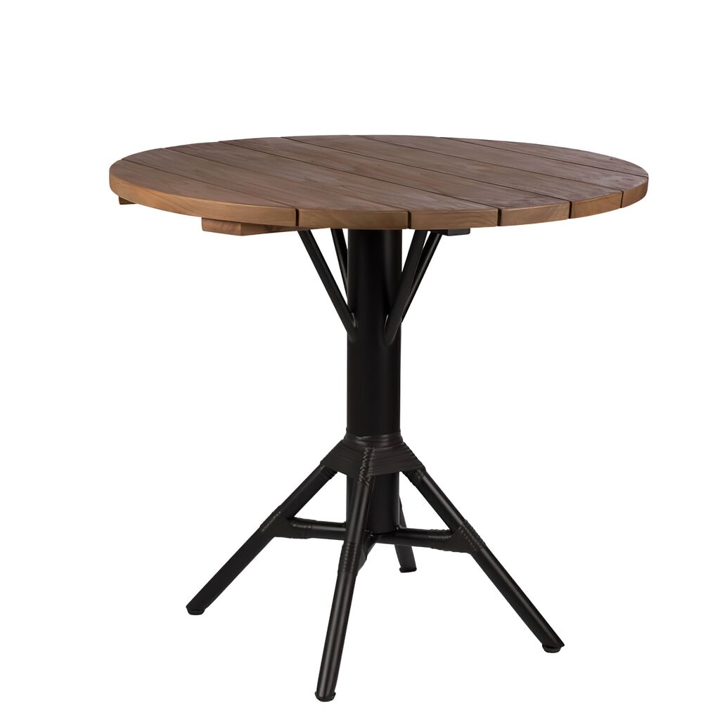 Runder Gartentisch Aus Aluminium Und Teakholz - Kaffeetisch Linea