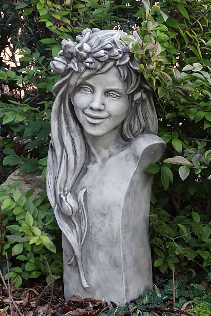 Schöne Frauenbüste Aus Stein - Florales Design - Merina