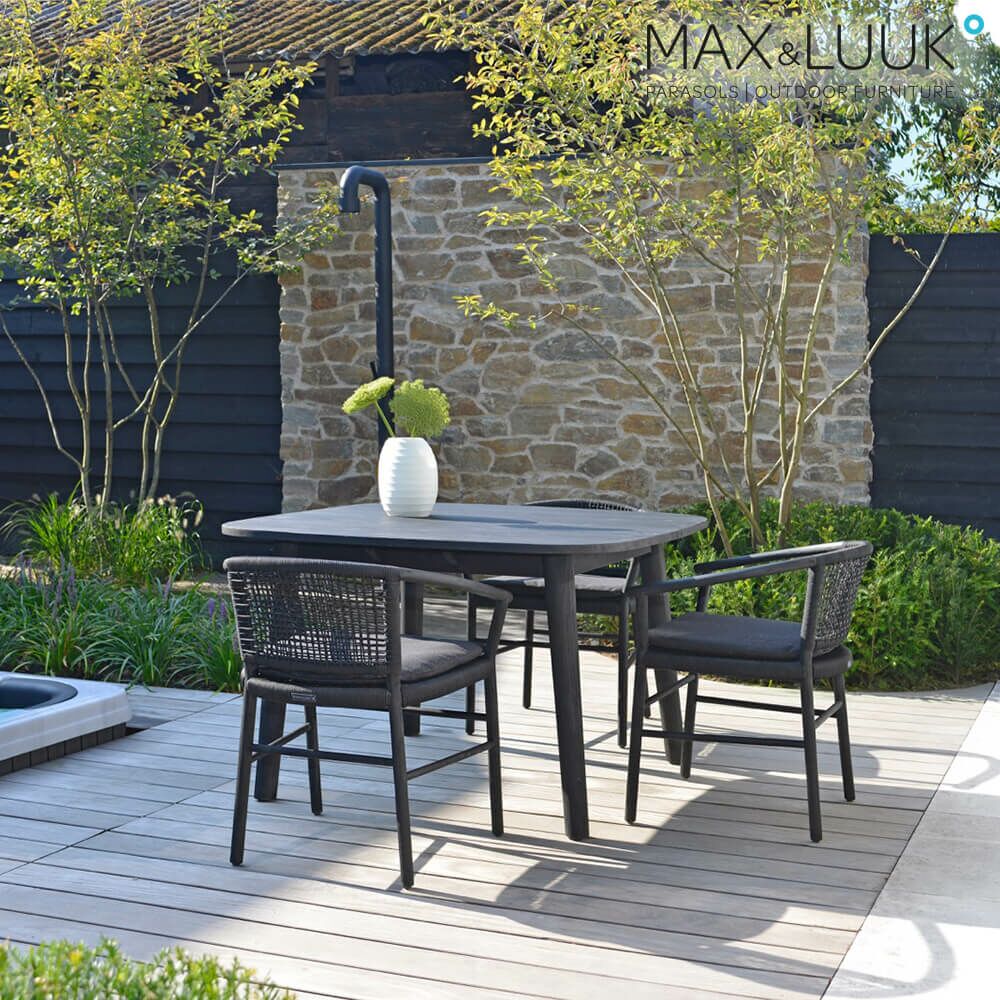 Schwarzer Max & Luuk Stuhl Aus Teak Mit Geflecht Für Den Garten - Kevin Stuhl