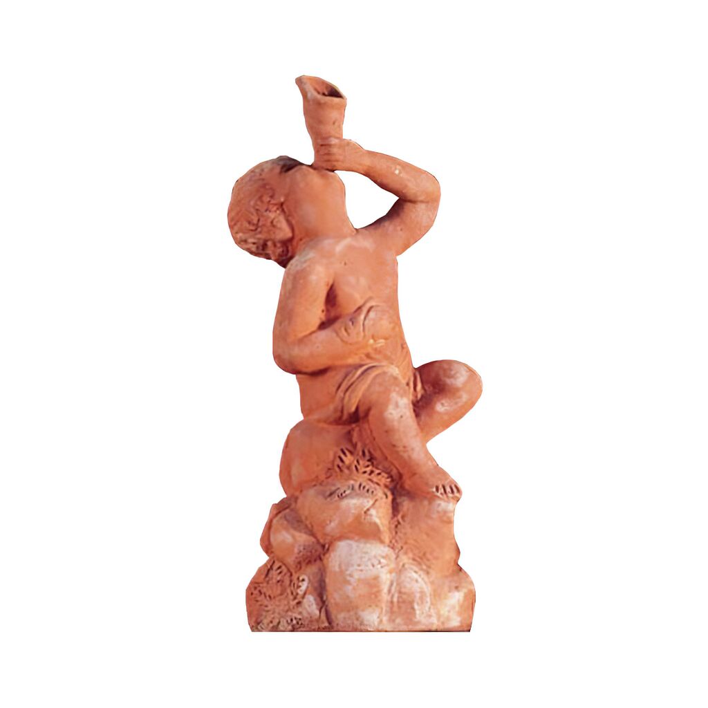 Sitzende Jungenfigur Aus Terrakotta Mit Kelch - Ragazzo