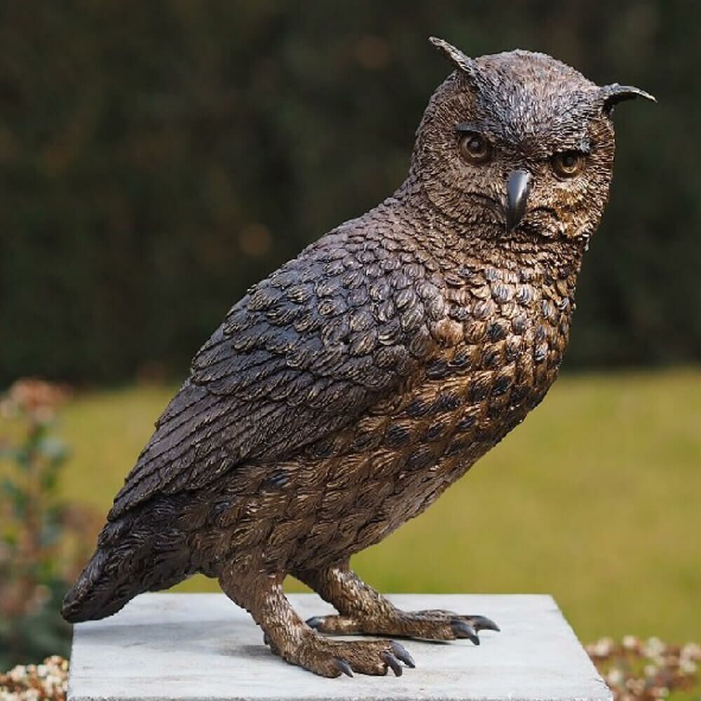 Stehende Bronze Eulenfigur Für Den Garten - Hoby