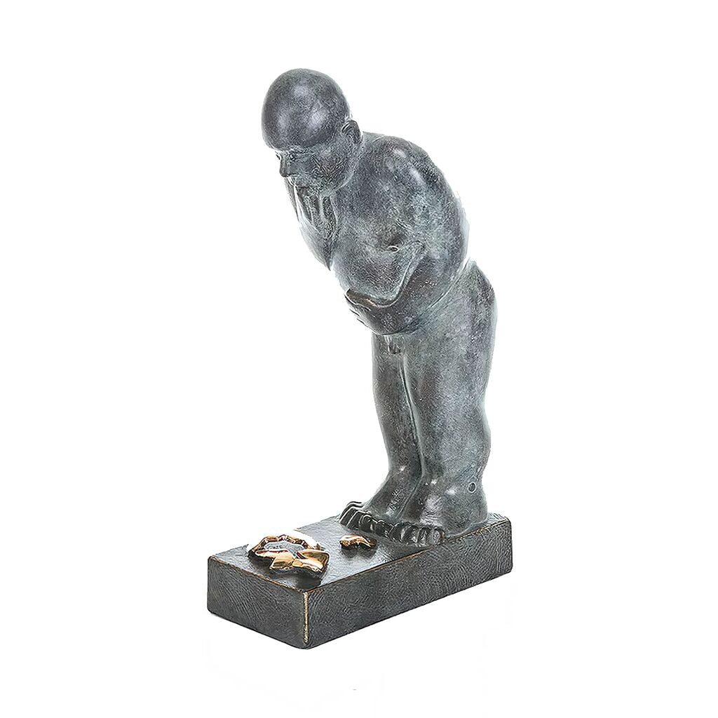 Stehender Mann Mit Goldenen Scherben - Bronzestatue - Malheur