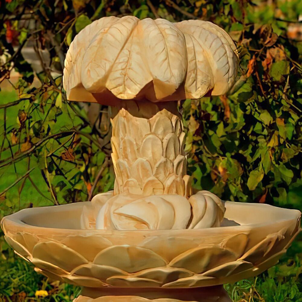 Steinguss Brunnen Inklusive Pumpe Mit Palme Auf Griechischer Säule - Ilaria