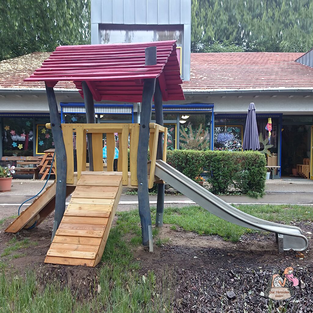 Stelzenhaus Aus Holz Für Kinder Mit Rutsche Und Klettertau - Stelzenhaus Erich
