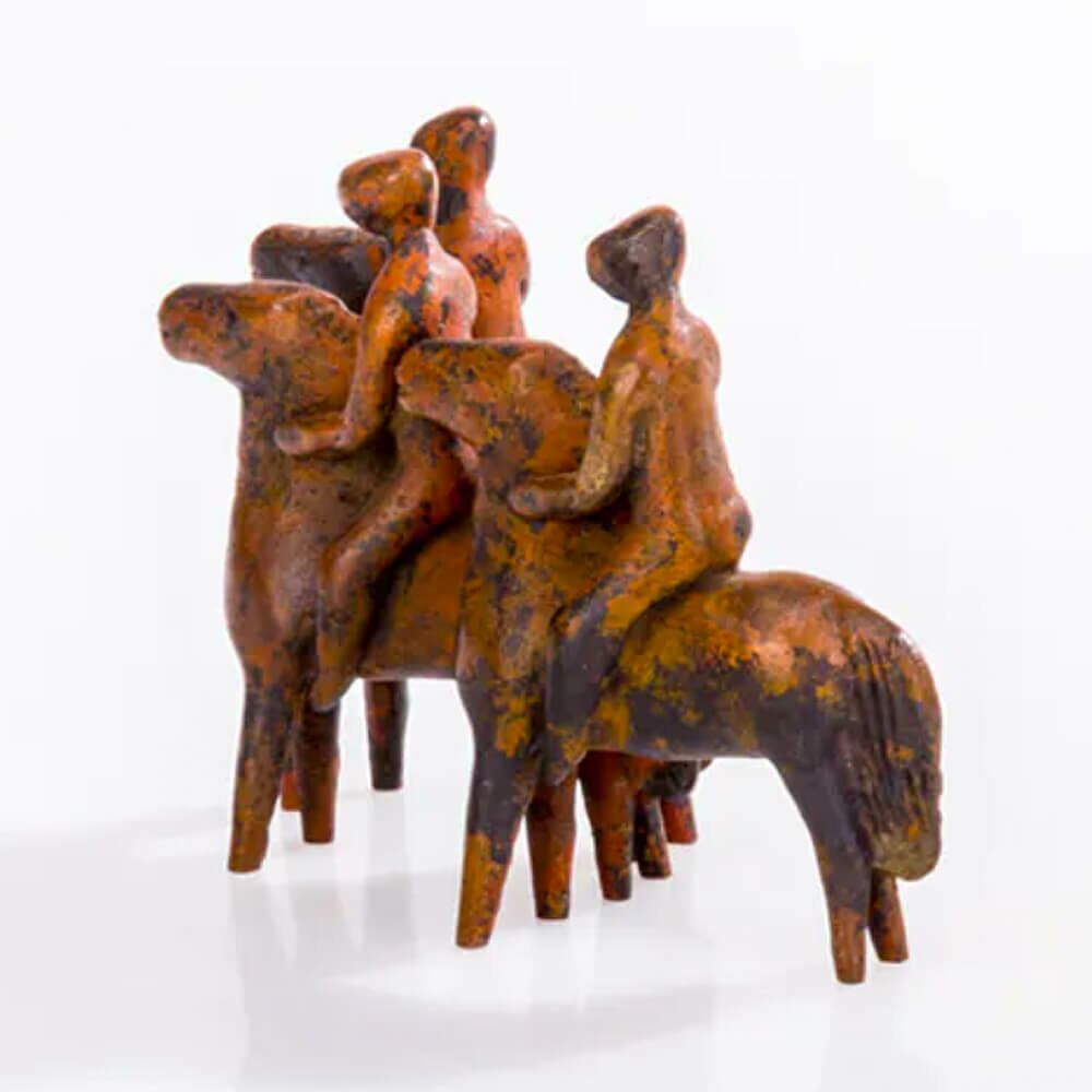 Stilistische Reiter - Rostoptik - Limiterte Bronzefigur - Reitergruppe