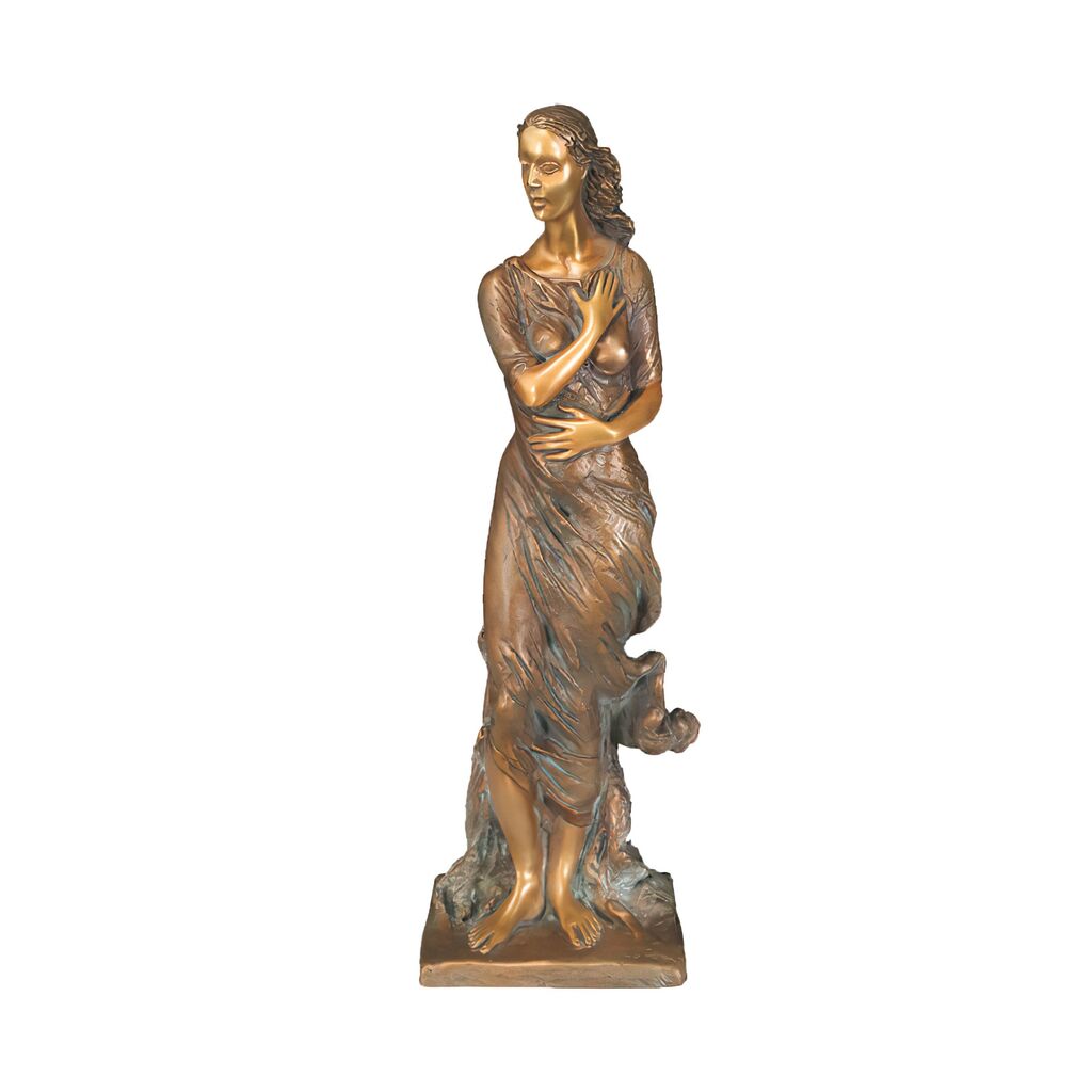 Stilvolle Bronzestatue Stehende Frauenfigur - Winter