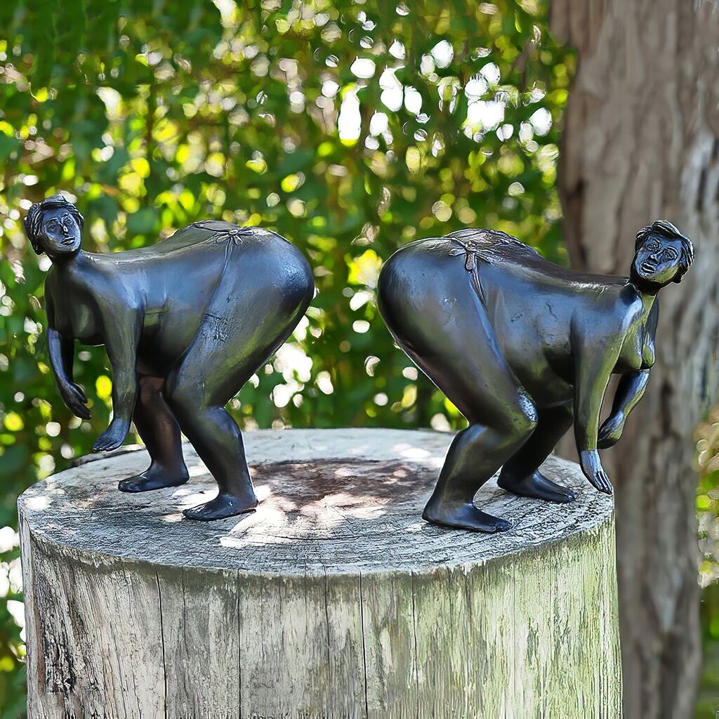 Stilvolle Frau Bronzeskulpturen Oppulent Im 2er-Set - Opana Set