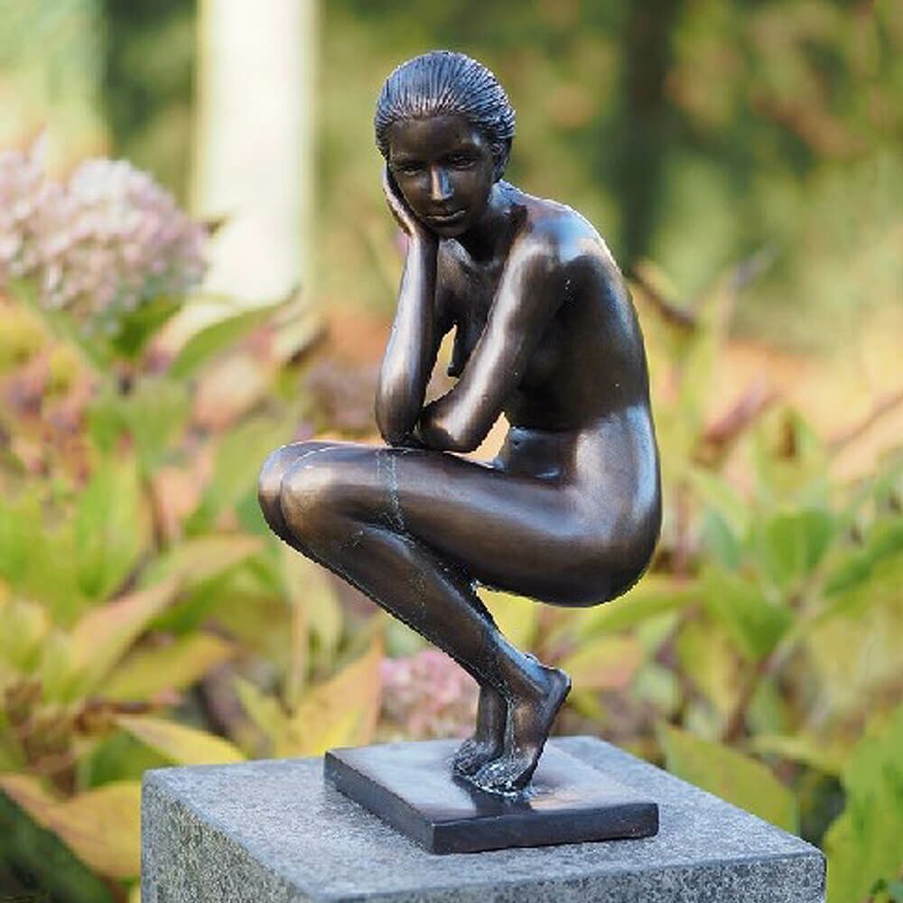 Stilvolle Frauskulptur Dunkelbraun Aus Bronze - Feme Grione