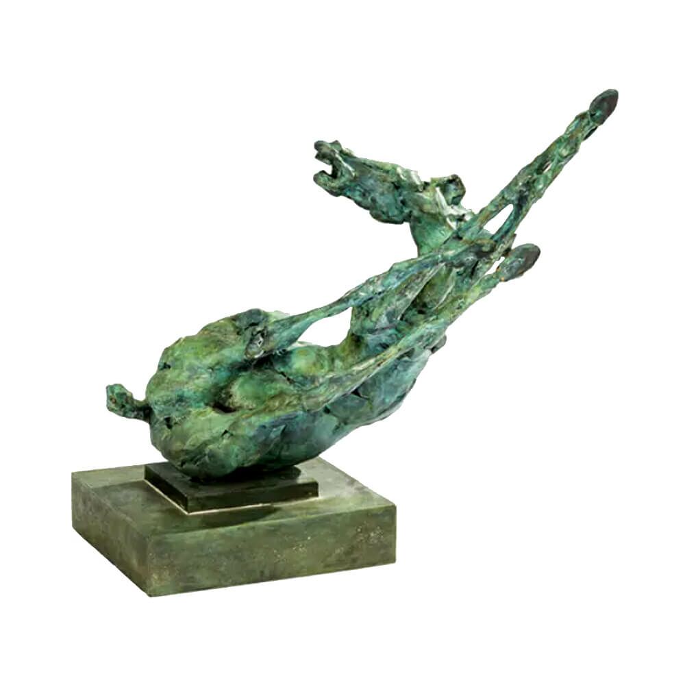 Stürzendes Pferd Mit Grüner Patina Aus Limitierter Bronze - Der Sturz Des Siegers