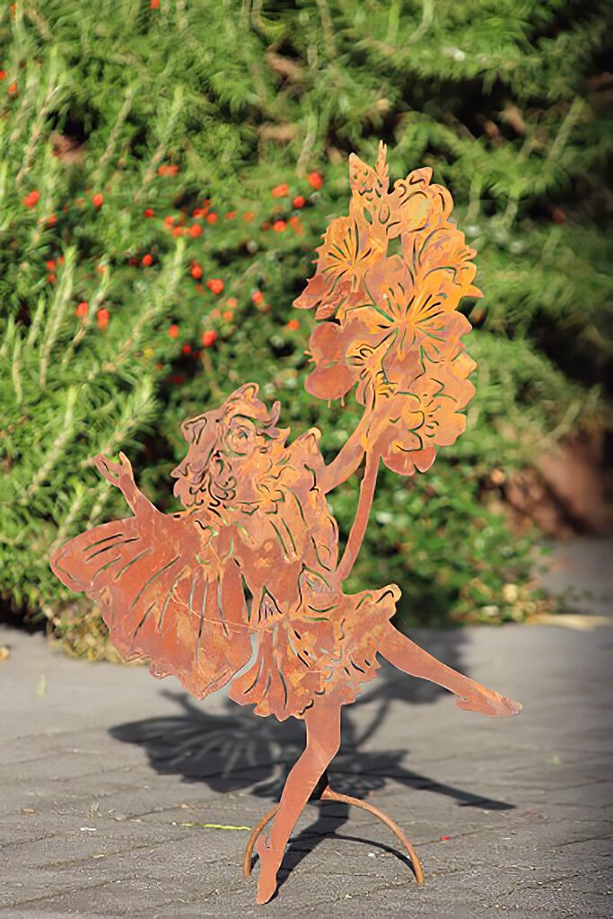 Tanzende Fee Mit Blüten - Eisenfigur Rostoptik - Fee Mandelblüte