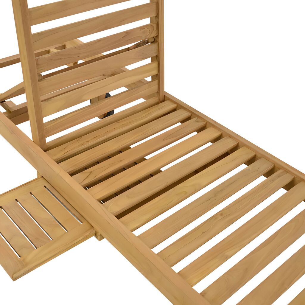 Teakholz Gartenliege Mit Rollen Und Ablage - 200cm - Gartenliege Alif