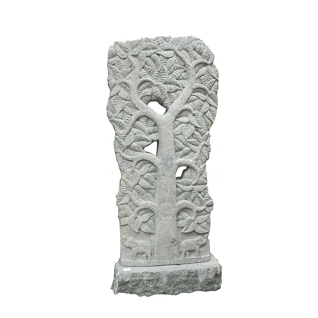 Unikat Gartendekoration Aus Stein Mit Baumrelief