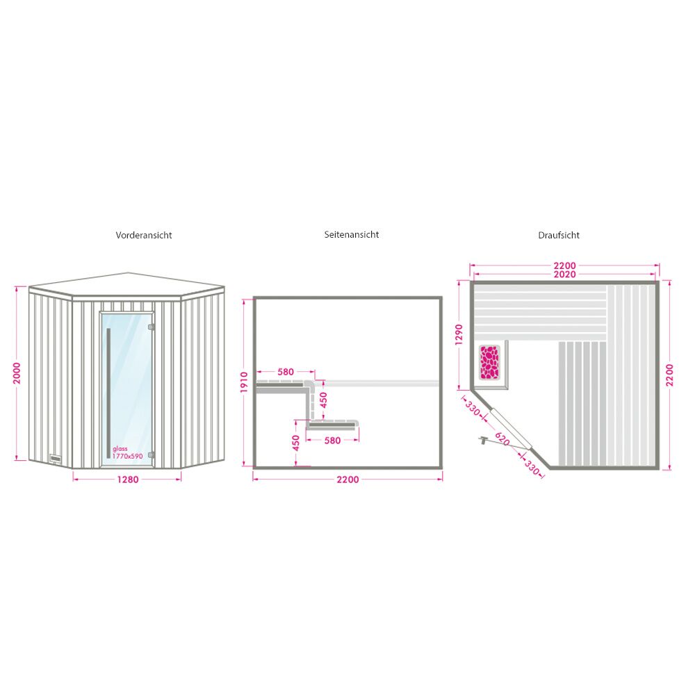 Vollausgestattete Indoor Sauna Aus Holz In Verschiedenen Größen Mit Glastür - Visal