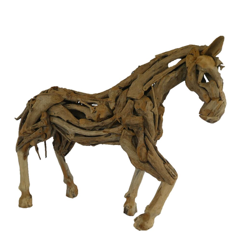 Wetterbeständige Garten Skulptur Aus Teak - Pferd - Arissa