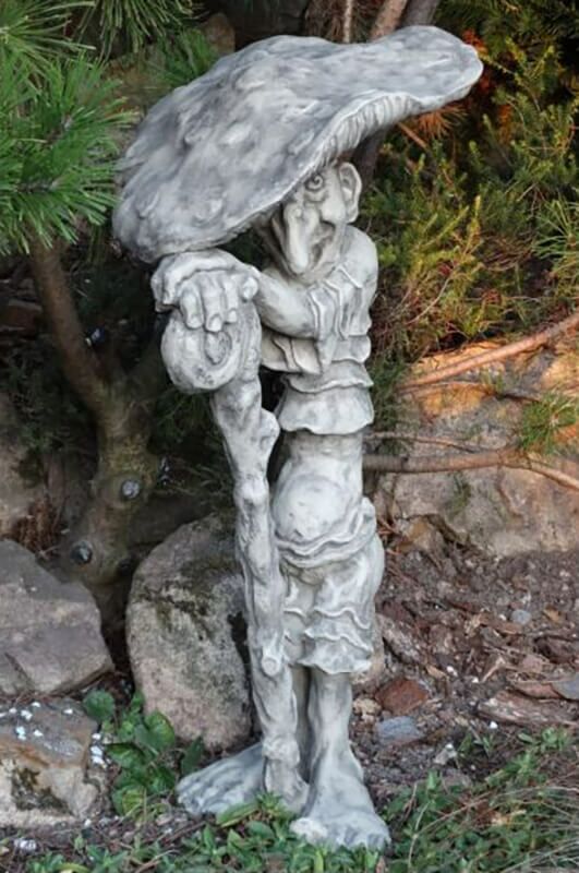 Wetterfeste Fliegenpilz Kobold Skulptur Aus Steinguss - Torin