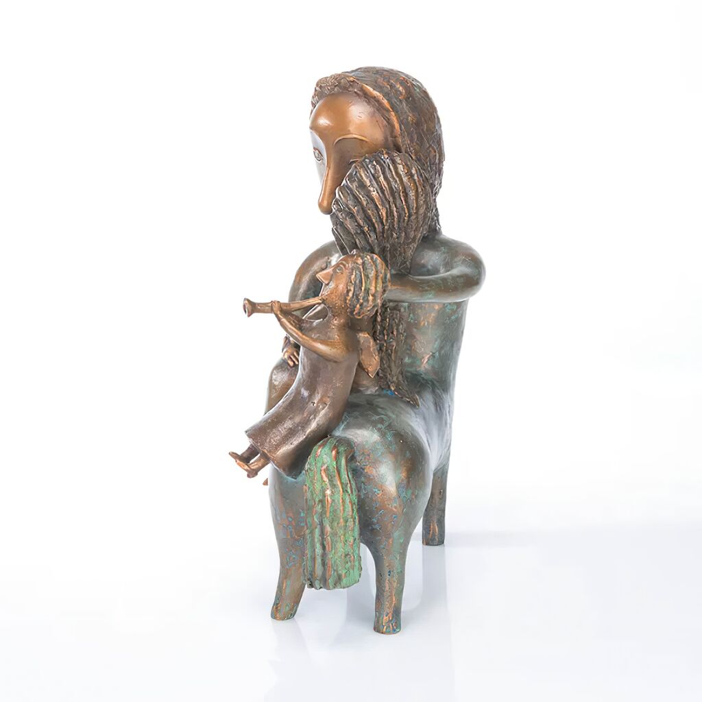 Zentaur Mit Mädchen Und Engel - Limitierte Bronzefigur - Centaur