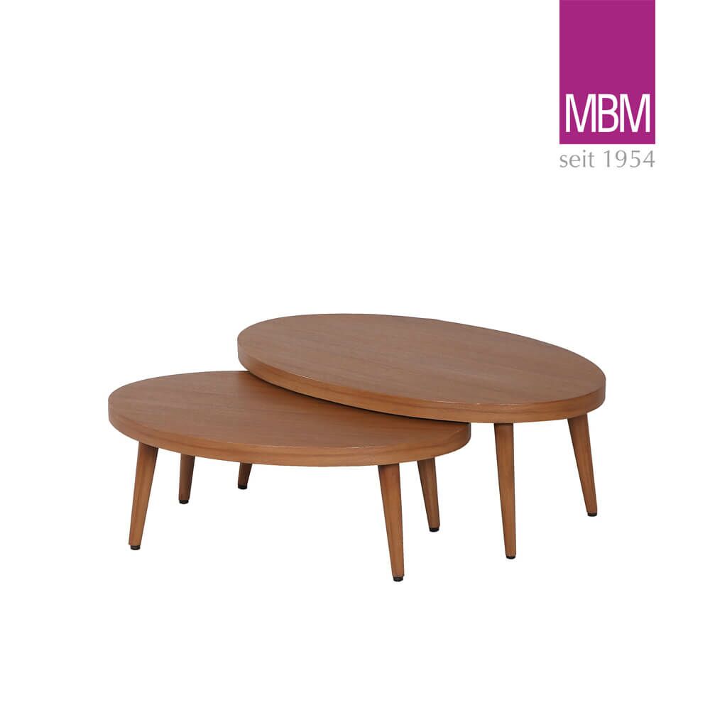  2 Beistelltische Für Garten & Balkon - MBM - Aluminium & Resysta - Braun - 80x50 & 70x46 - Loungetisch Iconic 2er Set