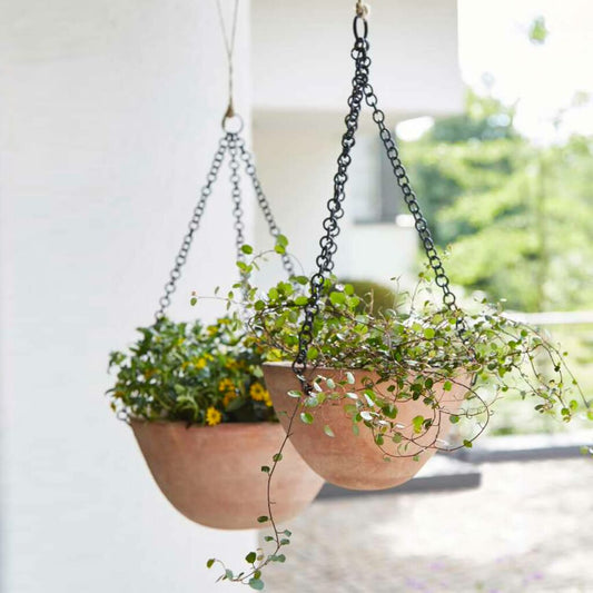  2er Set Blumenampeln Aus Terrakotta - Rund - Aleeke