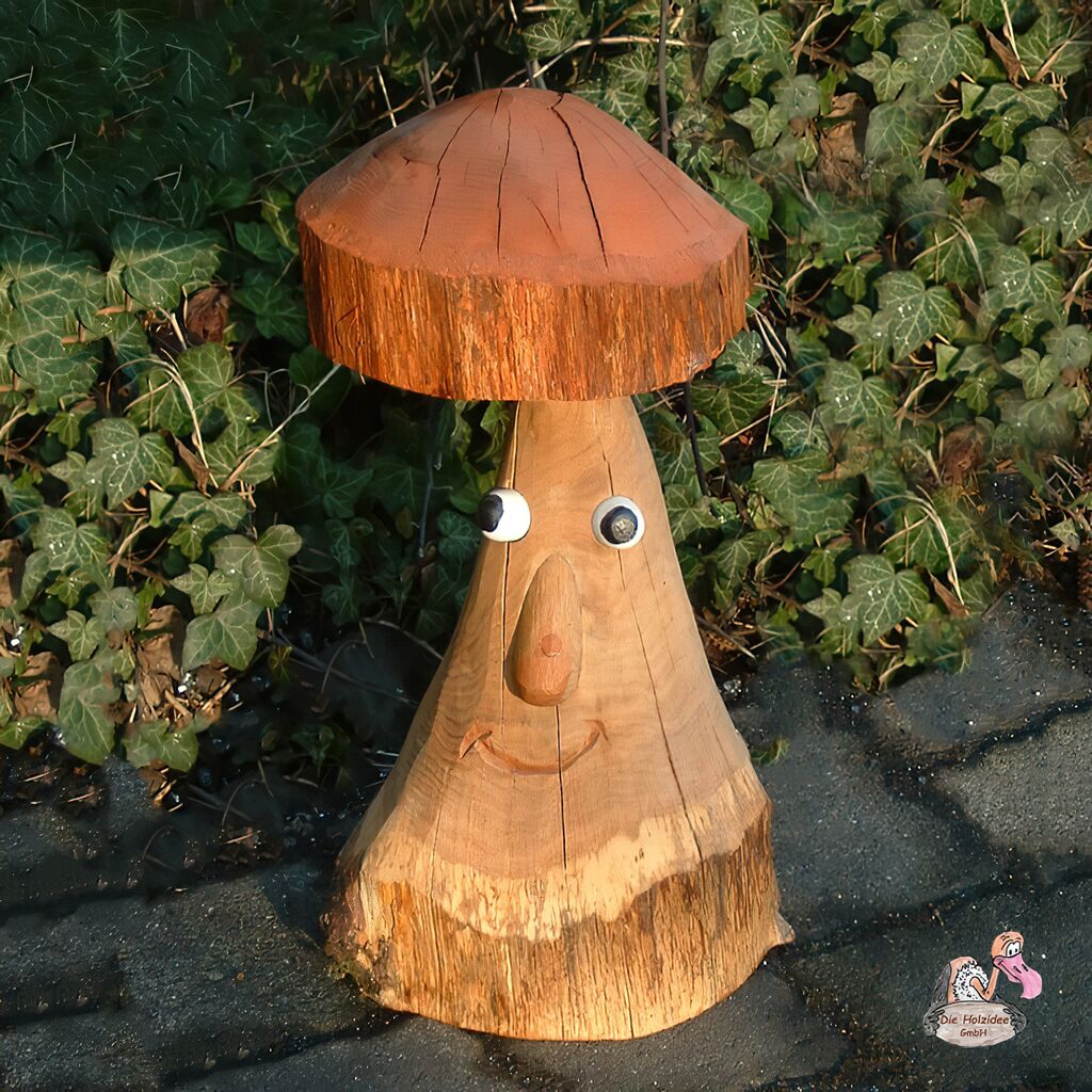  2er Set Dekofiguren - Einzigartige Pilzskulpturen Aus Holz - Pilze