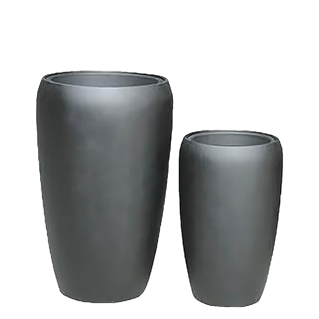  2er Set Pflanzvasen Mit Einsatz - Polystone - Schwarz - Outdoor - Benard