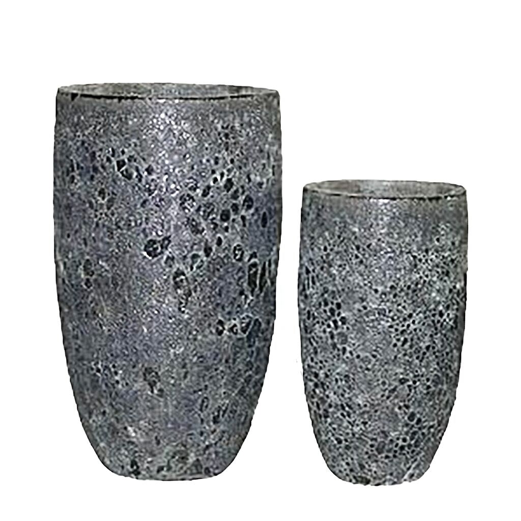  2er Set XXL Pflanzgefäße - Keramik - Schwarz - Outdoor - Jala