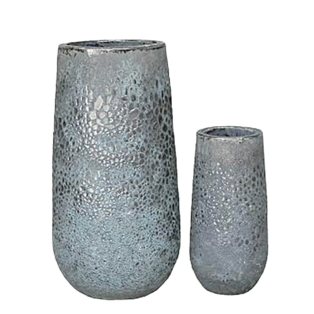  2er Set XXL Pflanzvasen - Outdoor - Antik-Optik - Schwarz - Rund - Numa