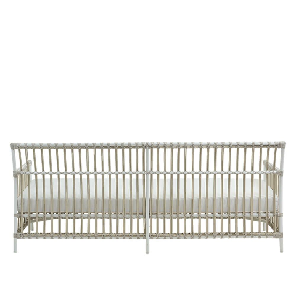  3-Sitzer Outdoor Sofa In Weiß Aus Alu-Rattan Für Die Loungeecke - Bank Caya