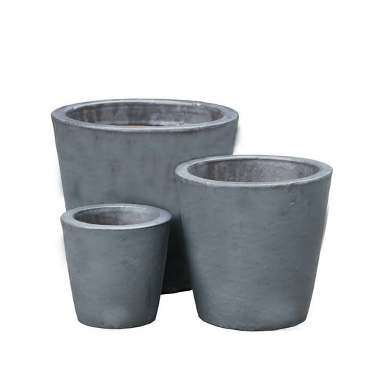  3er Set Blumenkübel Aus Keramik - Anthrazit Matt - Etarano
