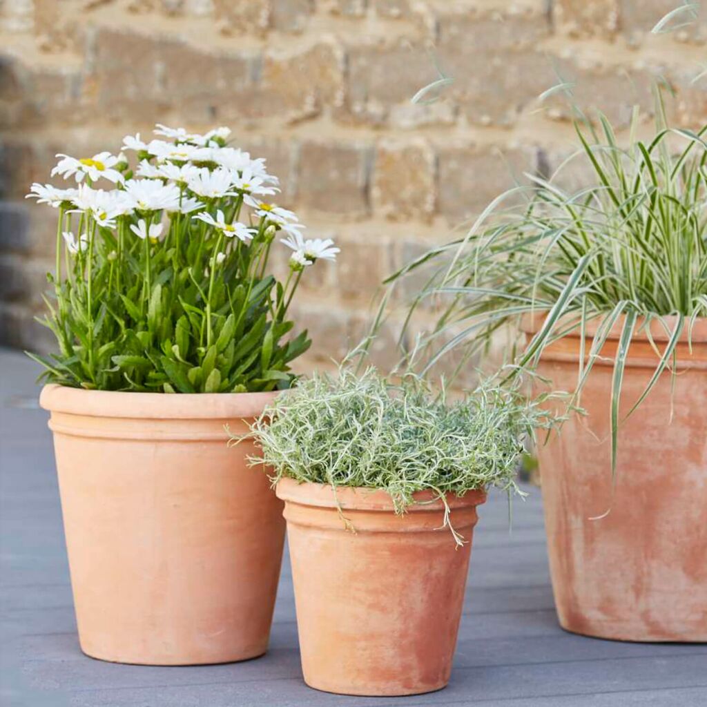  3er Set Blumenkübel Aus Terrakotta - Rund - Mara