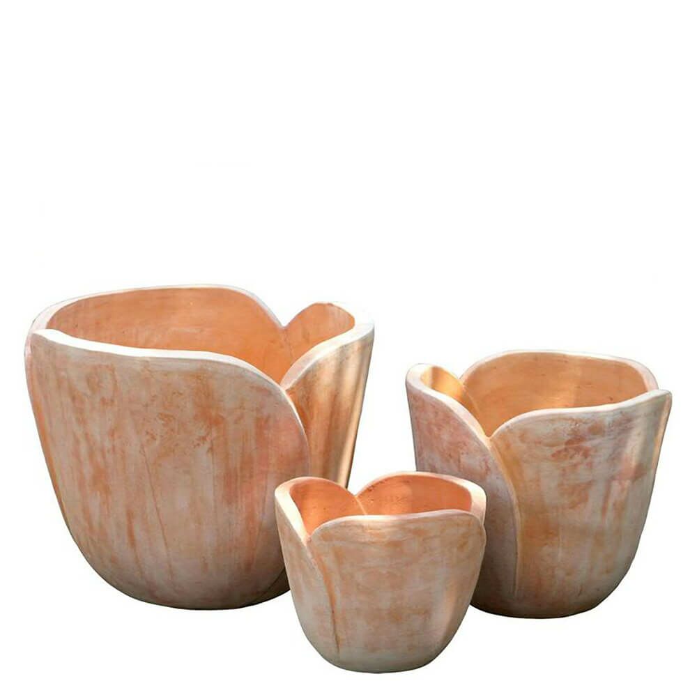  3er Set Blumentöpfe - Terrakotta - Tulpenform - Doria