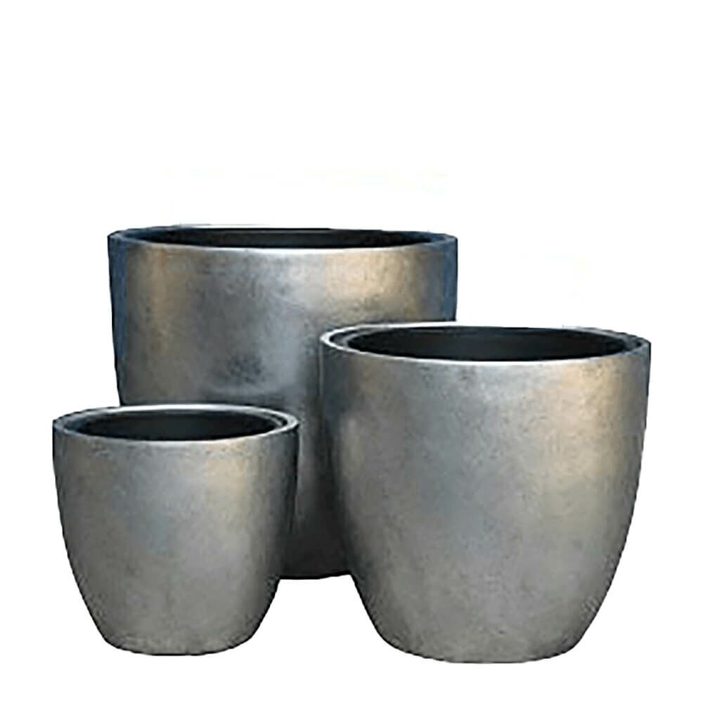  3er Set Pflanzkübel Mit Einsatz - Polystone - Silber - Indoor - Bia