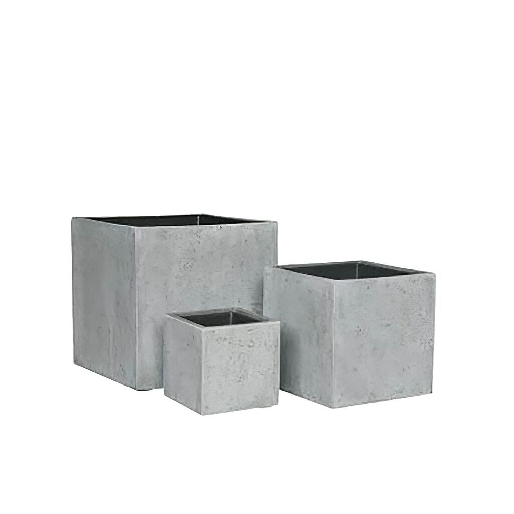  3er Set Pflanzkübel Mit Einsatz - Zement Optik - Polystone - Chianale