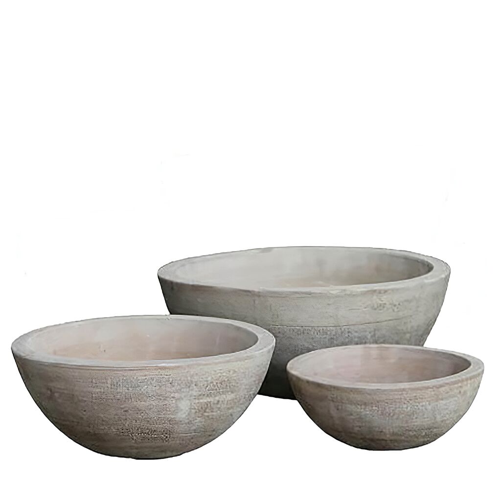  3er Set Pflanzschalen - Rund - Terrakotta - Outdoor - Kianga
