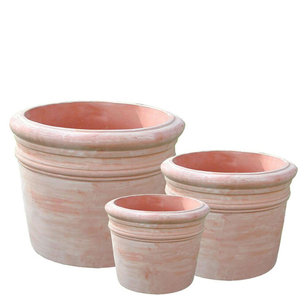  3er Set Stilvolle Blumenkübel - Terrakotta - Rund - Eline