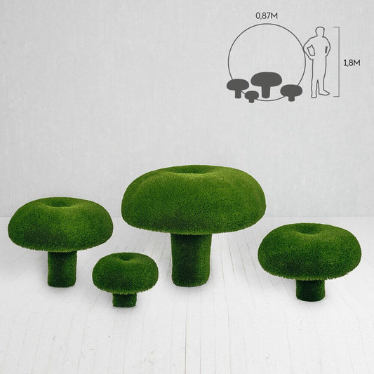  4 Pilze Im Set - Topiary - GFK & Kunstrasen - Grün - Felka Set