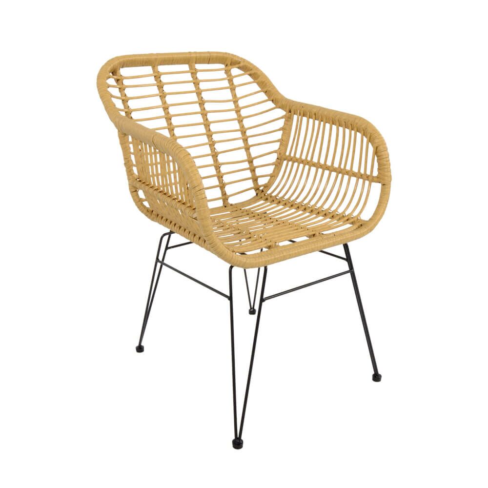  4er Set Gartenstuhl In Korboptik Beige/Schwarz - Stuhl Amran