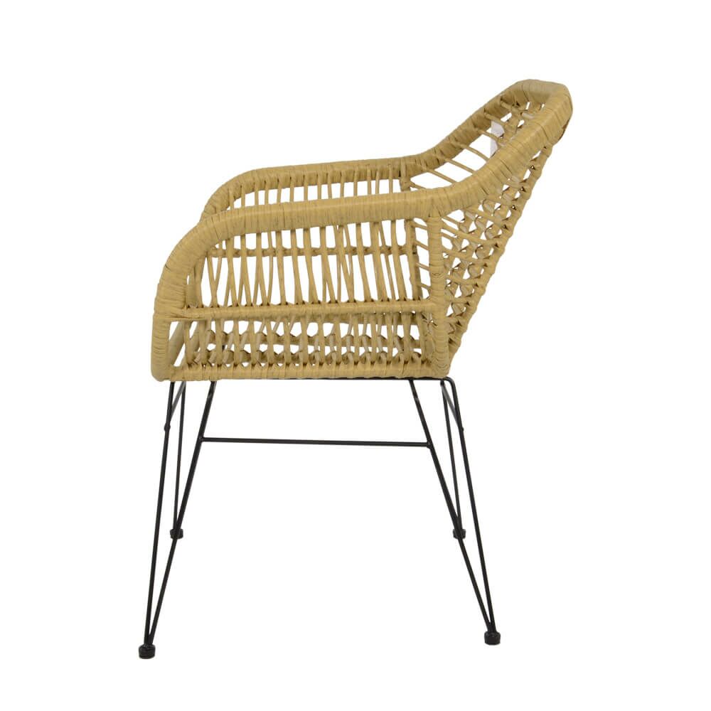  4er Set Gartenstuhl In Korboptik Beige/Schwarz - Stuhl Amran