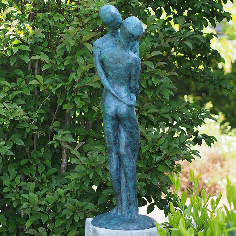  Abstrakte Kunstfigur Eines Liebespaares Aus Bronze - Türkis - Romantica