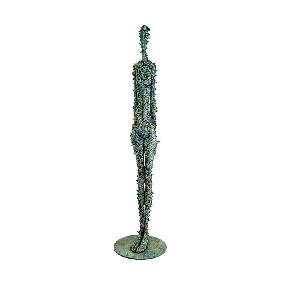  Abstrakte Menschenfigur - Türkis - Limitierte Bronze - Naturverbunden