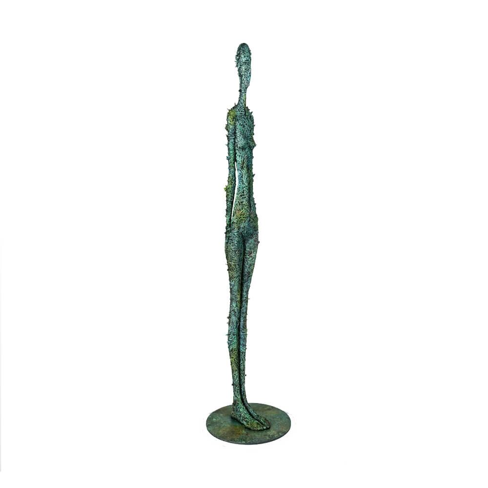  Abstrakte Menschenfigur - Türkis - Limitierte Bronze - Naturverbunden
