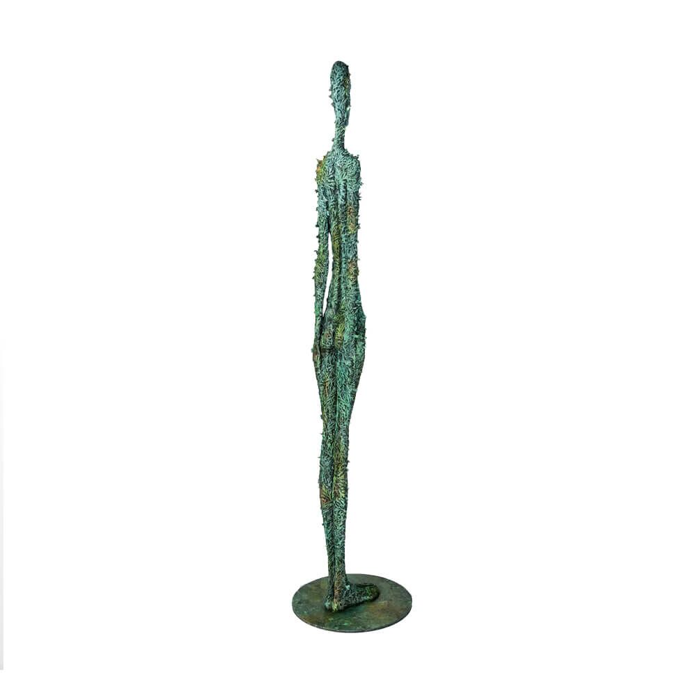  Abstrakte Menschenfigur - Türkis - Limitierte Bronze - Naturverbunden