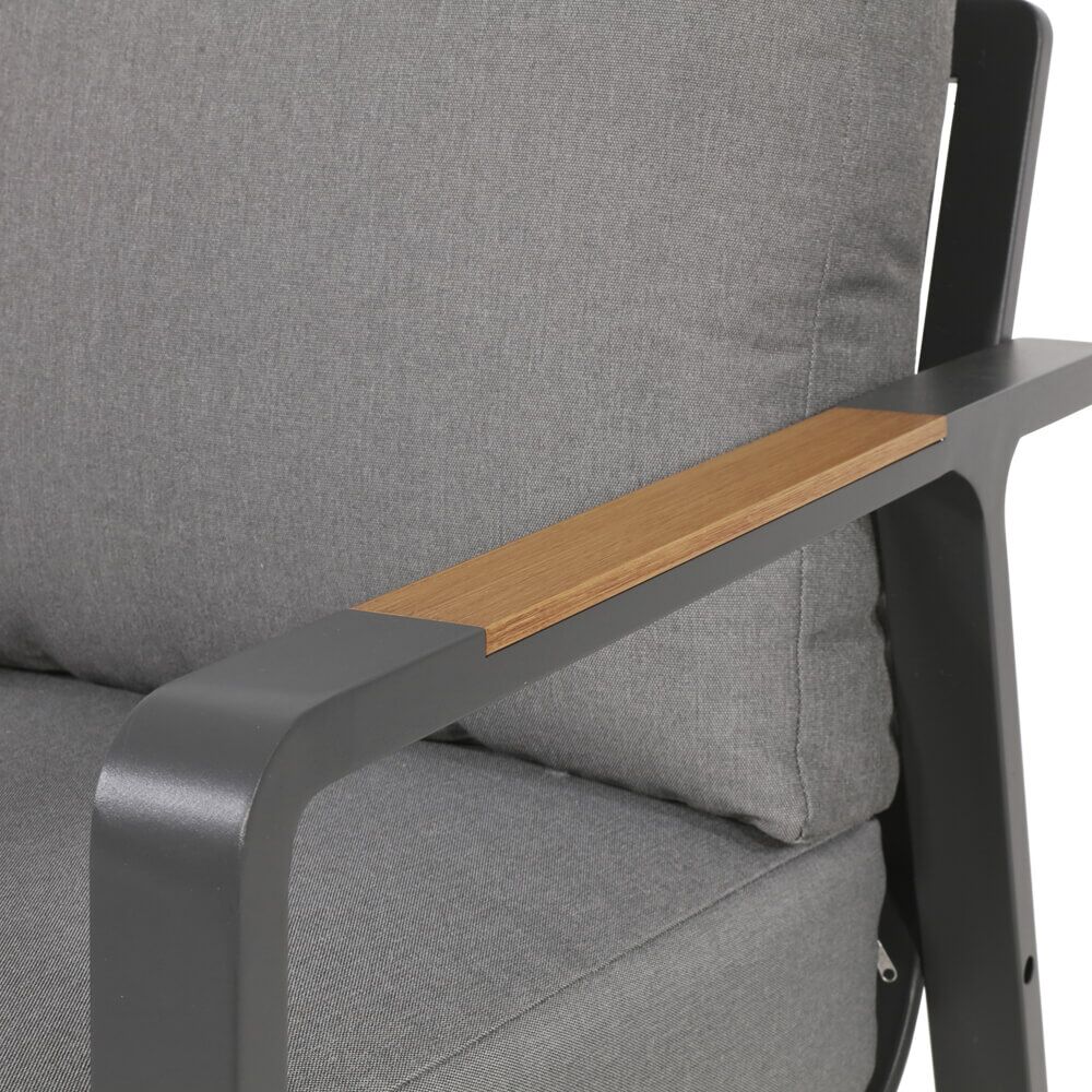  Alu Loungestuhl Grau Mit Teakfinish - Gartenstuhl Briun