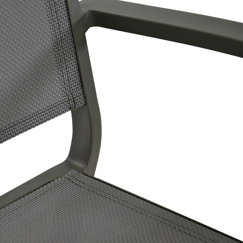  Alu Outdoor-Stuhl Mit Armlehnen - Grau - Stapelstuhl Vido