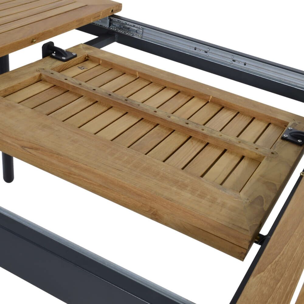  Alu Tisch Zum Ausziehen 152/210 Cm Mit Holz - Ausziehtisch Minzo