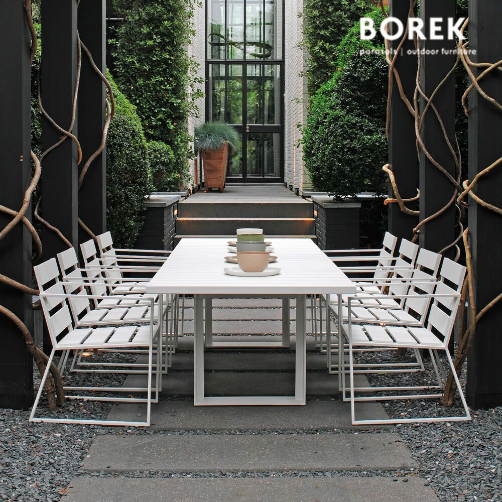  Aluminium Design Gartenstuhl Von Borek - Weiß - Samos Stuhl