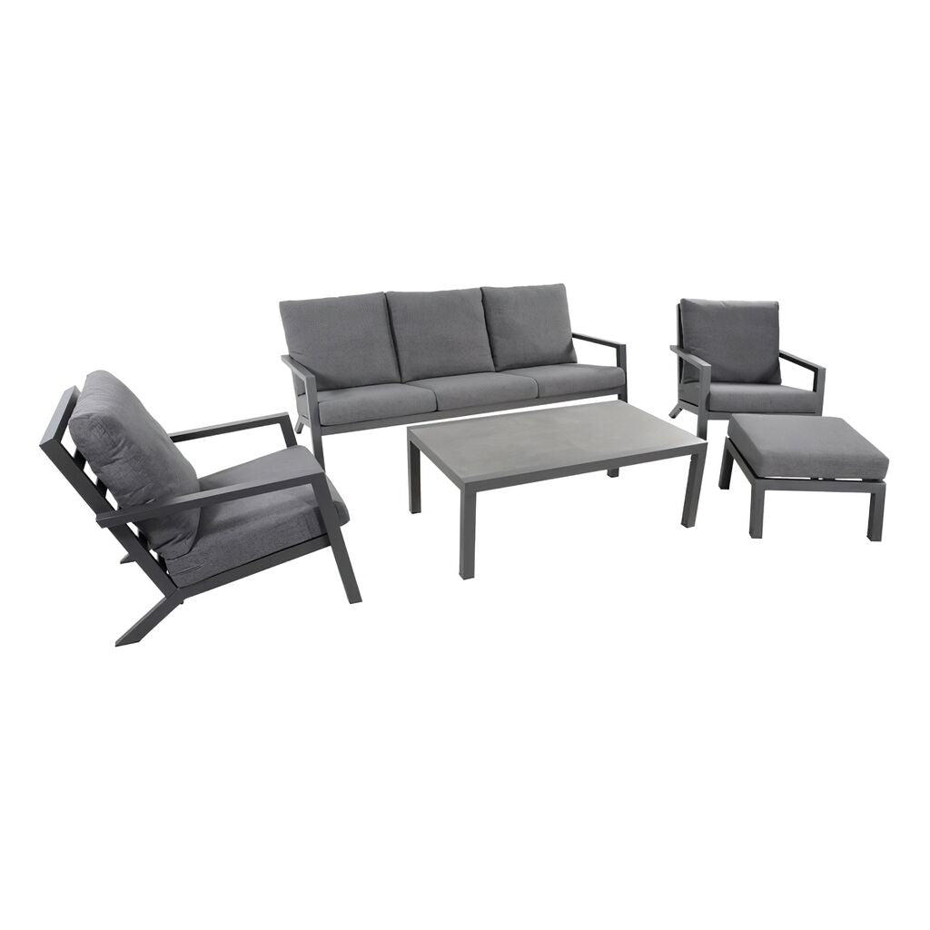  Aluminium Gartenhocker Mit Kissen In Grau - Loungehocker Muran
