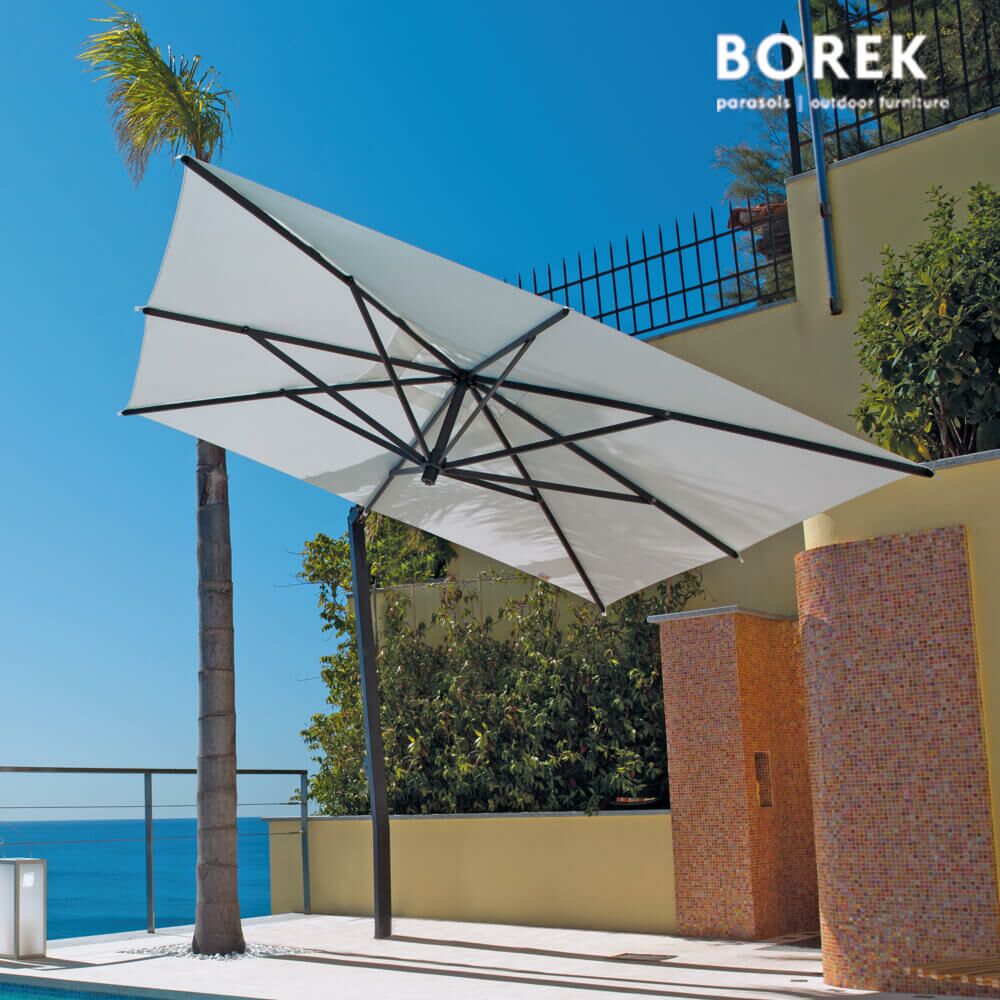  Ampelschirm Quadratisch Von Borek - Aluminium Gestell - Mit Kurbel - Hochwertig - Ischia Sonnenschirm Graphite