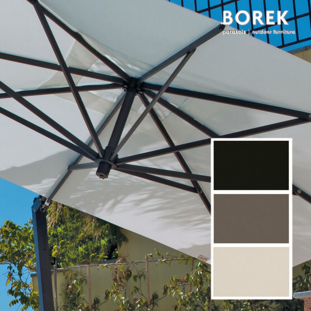  Ampelschirm Quadratisch Von Borek - Aluminium Gestell - Mit Kurbel - Hochwertig - Ischia Sonnenschirm Graphite